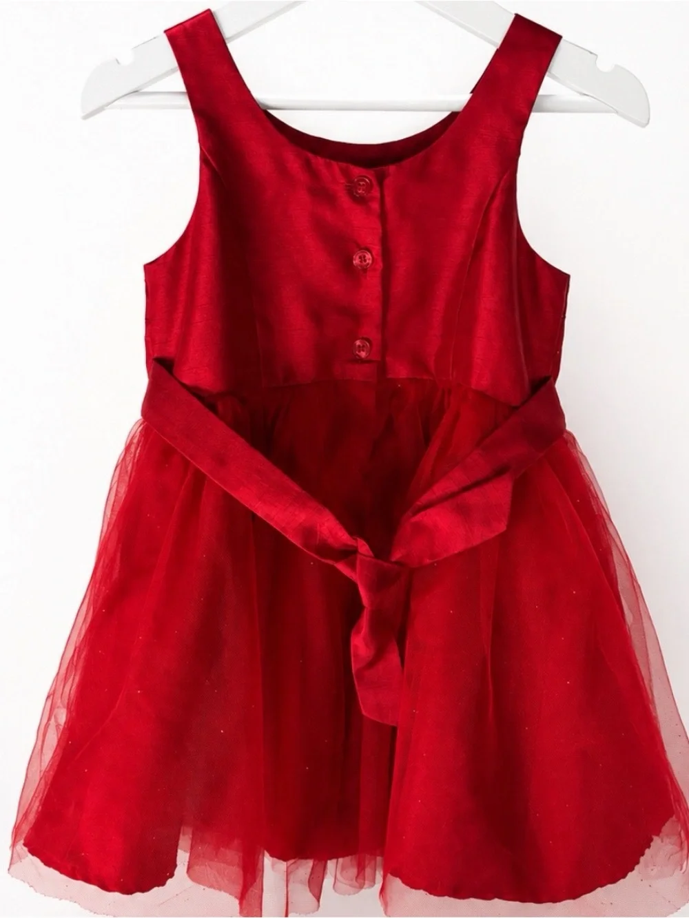 Zunie Red Tulle Party Dress Girls 4T Holiday Christmas Bow Special Occasion EUC